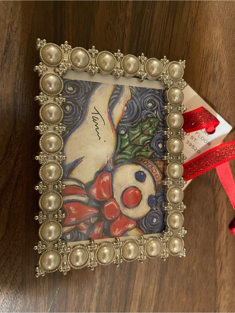Decorative Pearl Bead Photo Frame - Silver Finish